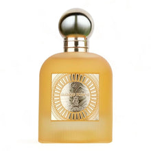 Elegant golden perfume bottle with metallic cap and ornate label reading Mango Punch.