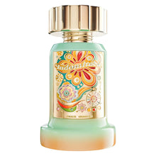 Elegant Arabian oud perfume bottle with floral design, gold accents, and 'Indomitable' label.
