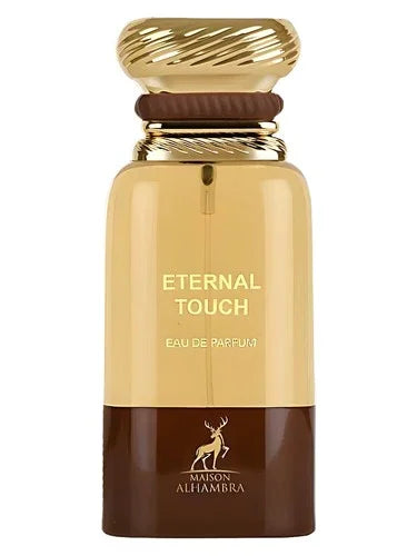 Eternal Touch Eau de Parfum bottle by Maison Alhambra with gold and brown design