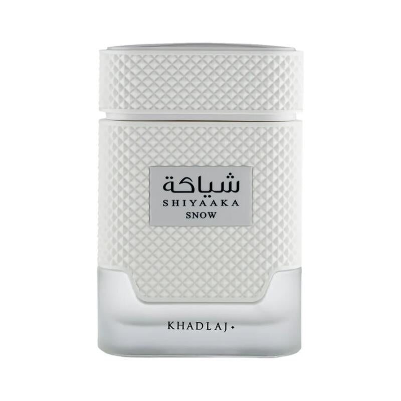 Shiyaaka Snow Arabian oud perfume bottle with white textured design