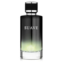 Black gradient glass bottle labeled SUAVE, luxury Arabian oud perfume