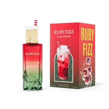 Ruby Fizz perfume by Gulf Orchid with decorative box featuring a red drink and ice cubes