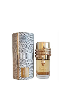 Luxury Arabian oud perfume bottle with gold snake design and textured snakeskin gift box