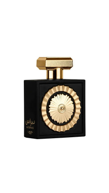 Lattafa Nebras Arabian oud perfume bottle with black and gold decorative design
