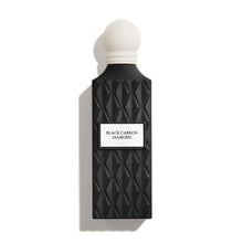 Black Carbon Diamond perfume bottle with textured black design and white cap