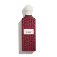Purple Heart Diamond oud perfume bottle with textured burgundy design and white cap