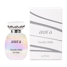 Khadlaj La Fede Aura Vanilla Milk Eau de Parfum 100ml bottle highlighting notes of bergamot, freesia, jasmine, and warm amber