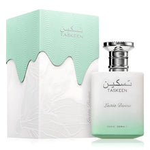 Taskeen Lactea Divina perfume bottle and box with mint green and white gradient design
