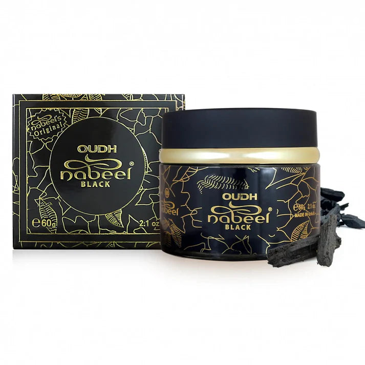 Oudh Nabeel Black Bakhoor Incense 60g for Serenity