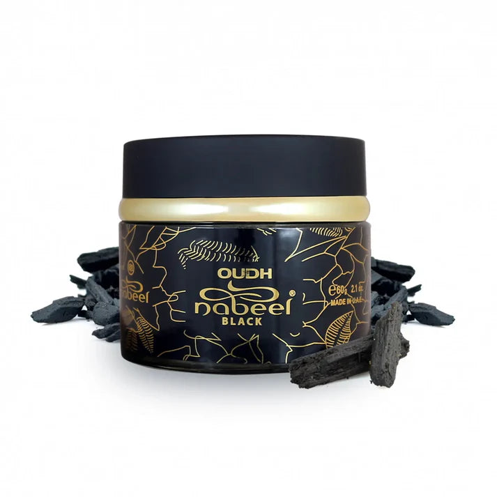 Oudh Nabeel Black Bakhoor Incense 60g for Serenity