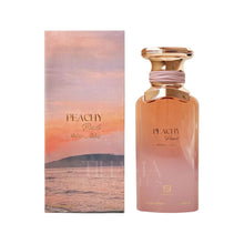Peachy Peach 100ml eau de parfum bottle with matching peach sunset-themed box