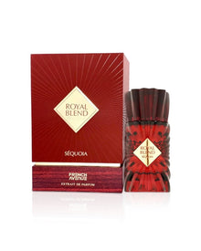 Royal Blend Sequoia perfume bottle and red gift box, luxury Arabian oud fragrance