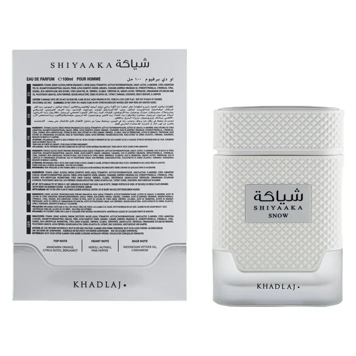 Shiyaka Snow 100ml EDP | Bright Citrus Fragrance by Khadlaj