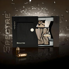 Spectre Ghost perfume set with metallic bottle and bullet design, luxury Arabian oud fragrance