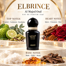 Elbrince notes: bergamot cardamom eucalyptus; spices cinnamon rose; musk amber wood