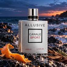 Allusive Canale Sport perfume on coastal stone with orange and cedar