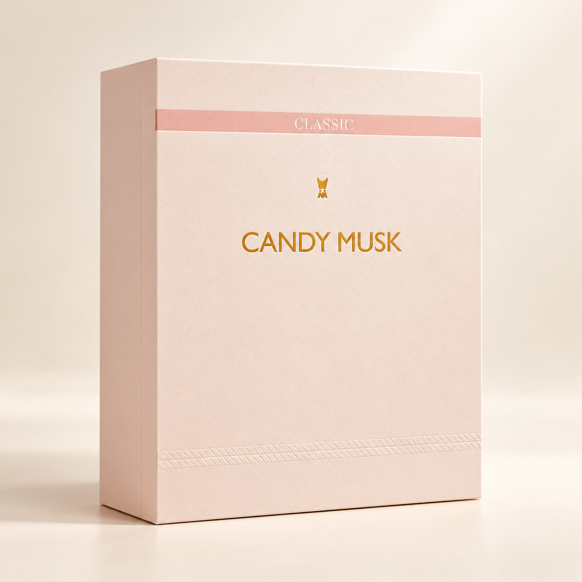 Original Candy Musk Classic peach gift box with gold branding shown alone