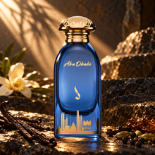 DKHONI Abu Dhabi 100ml Eau de Parfum — cinematic fragrance photograph