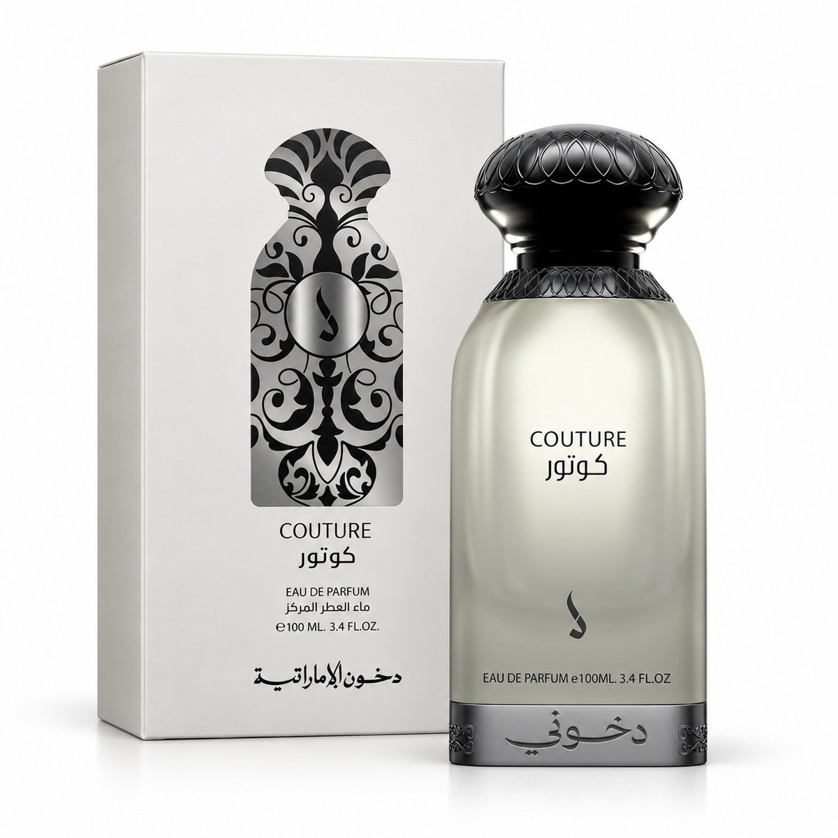 DKHONI Couture 100ml Eau de Parfum — bottle with original retail box on white