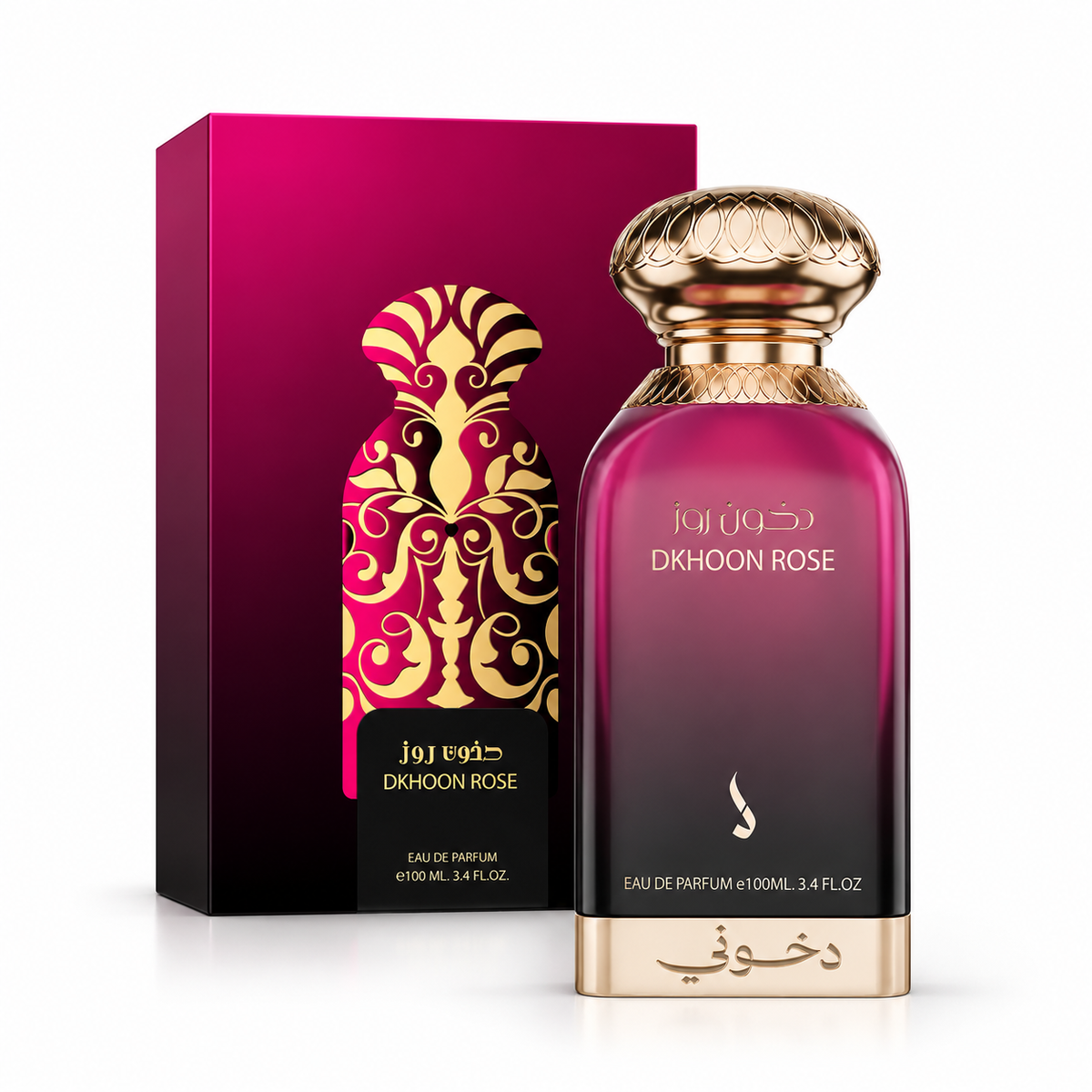 DKHONI Dkhoon Rose 100ml Eau de Parfum — bottle with original retail box on white