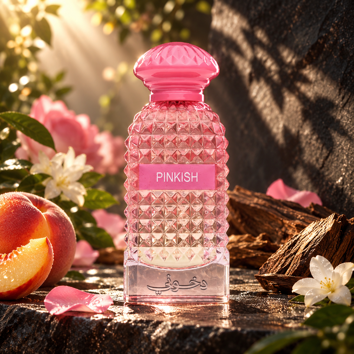 DKHONI Pinkish 100ml Eau de Parfum — cinematic fragrance photograph