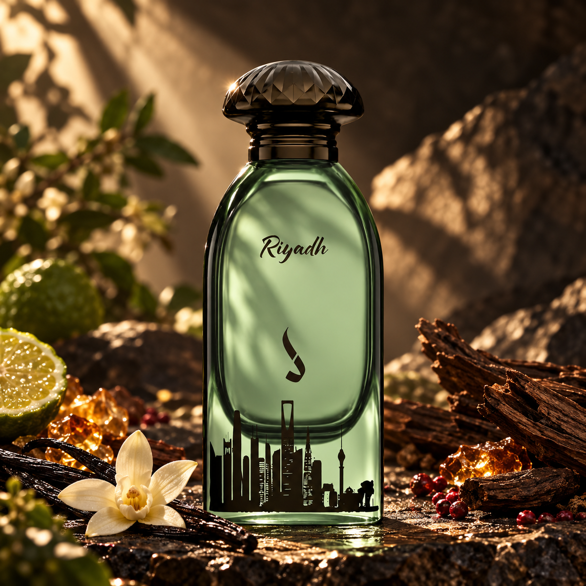 DKHONI Riyadh 100ml Eau de Parfum — cinematic fragrance photograph