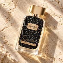 DKHONI Signature Gold 100ml Eau de Parfum — overhead bottle composition