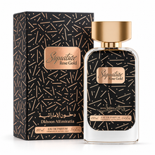 DKHONI Signature Rose Gold 100ml Eau de Parfum — bottle with original retail box on white