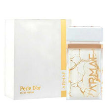 Armaf Perle D'or Eau de Parfum bottle and box with gold marble design, luxury Arabian perfume