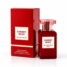 Fragrance World Cherry Buzz 80ml perfume bottle with original retail box on white