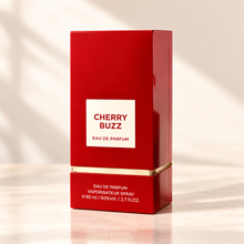 Fragrance World Cherry Buzz 80ml original retail box only in studio lighting