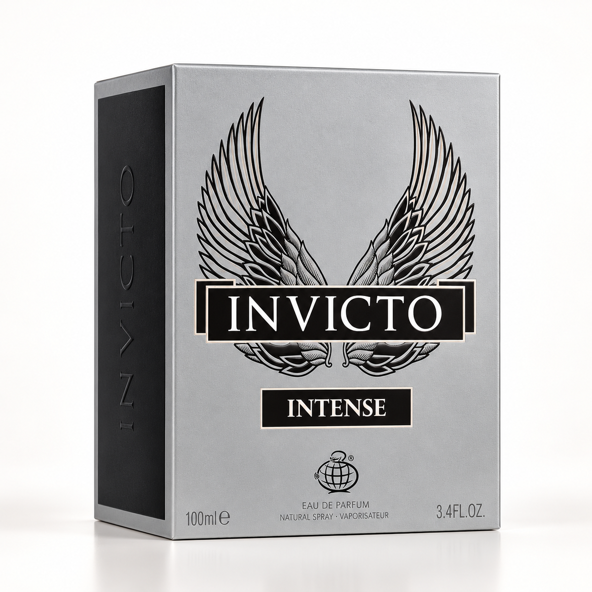 Fragrance World Invicto Intense 100ml original retail box only in studio lighting