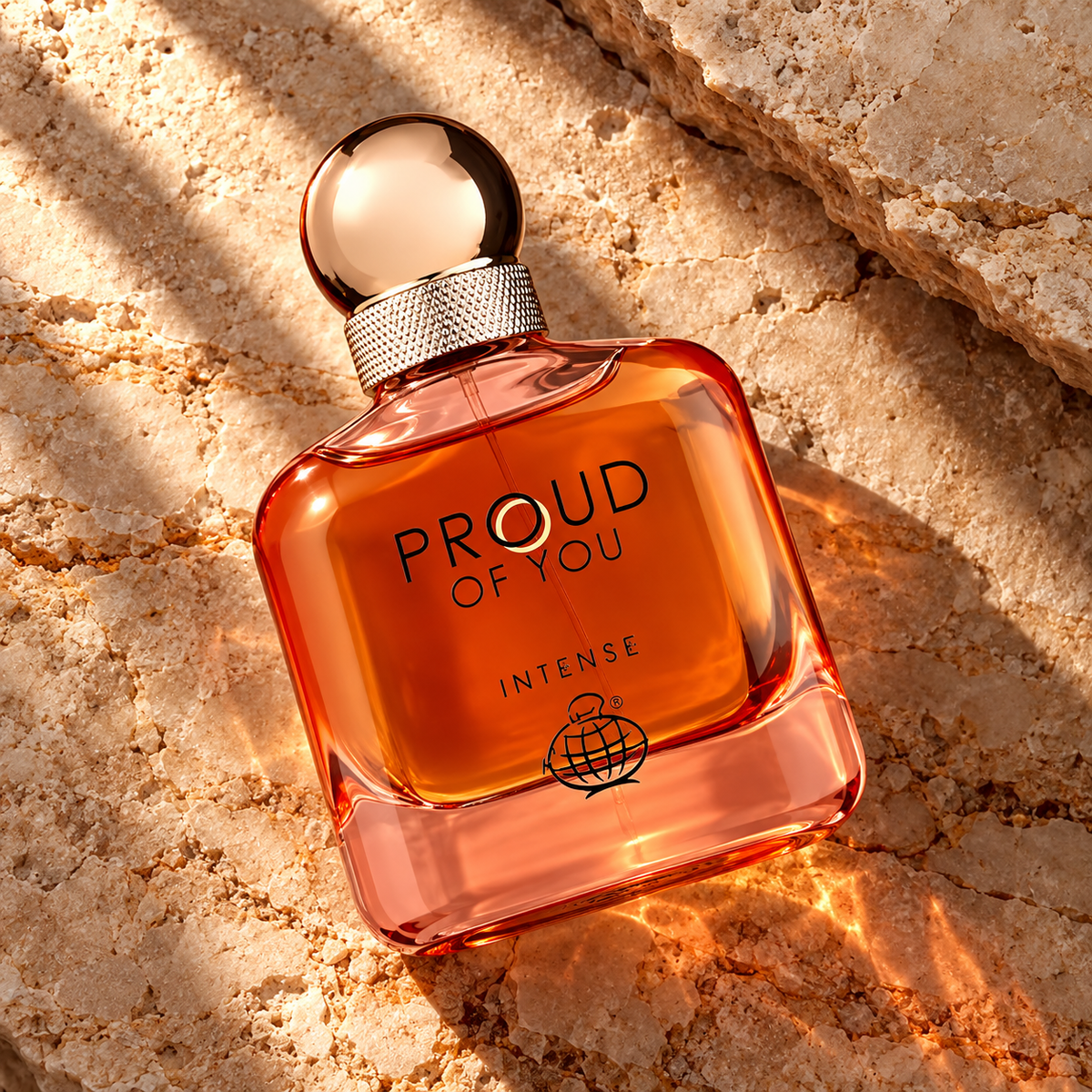 Fragrance World Proud Of You Intense Eau de Parfum 100ml overhead bottle composition