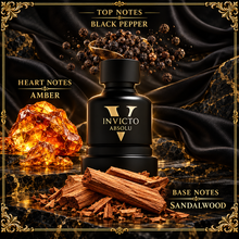 Invicto Victorious Absolu notes: black pepper top, amber heart and sandalwood base