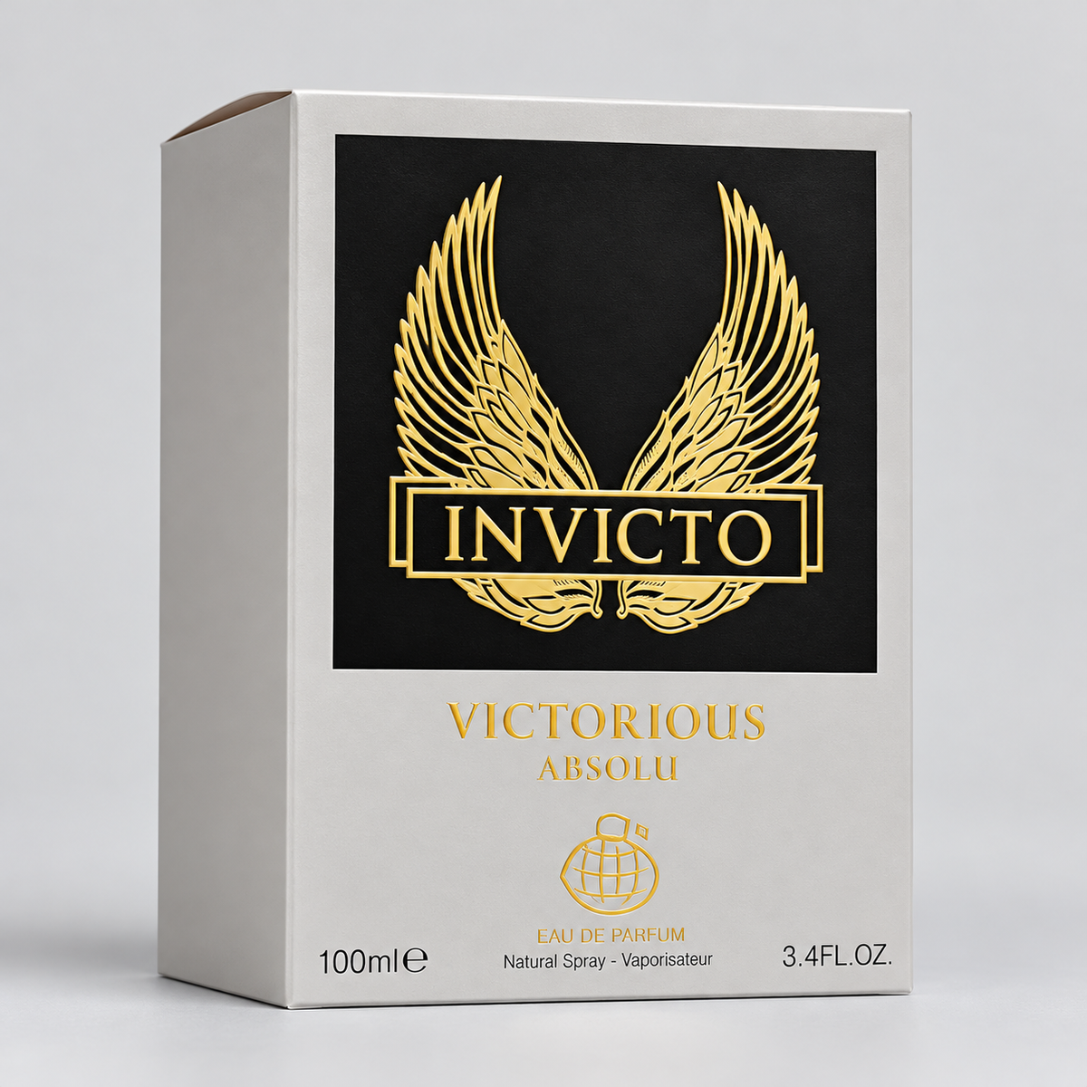 Original Invicto Victorious Absolu 100ml silver box with gold winged emblem