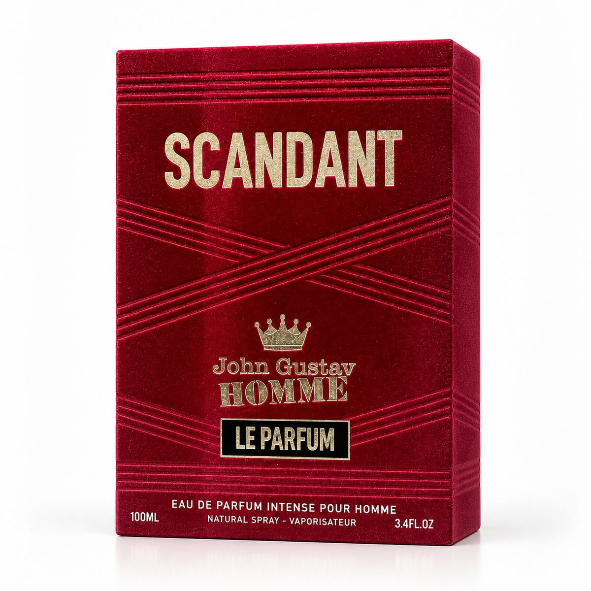 Fragrance World John Gustav Homme Scandant Le Parfum 100ml original retail box only in studio lighting