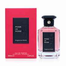 Fragrance World Pose As Rose Eau de Parfum 100ml bottle and original box on white