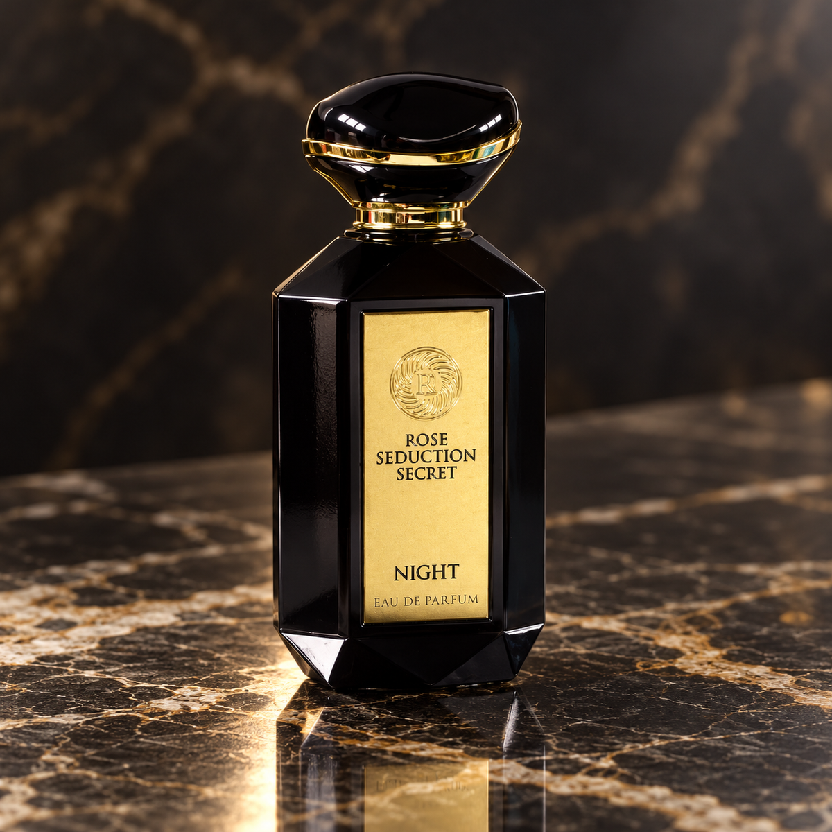 Fragrance World Rose Seduction Secret Night Eau de Parfum 100ml bottle only studio detail