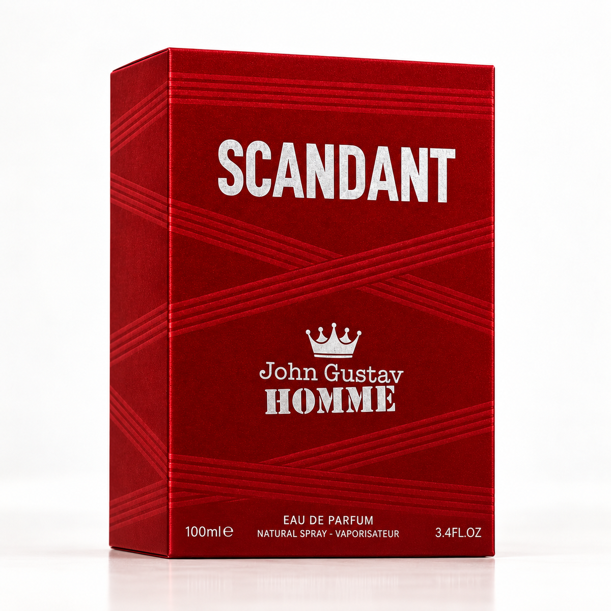 Fragrance World John Gustav Homme Scandant 100ml original retail box only in studio lighting