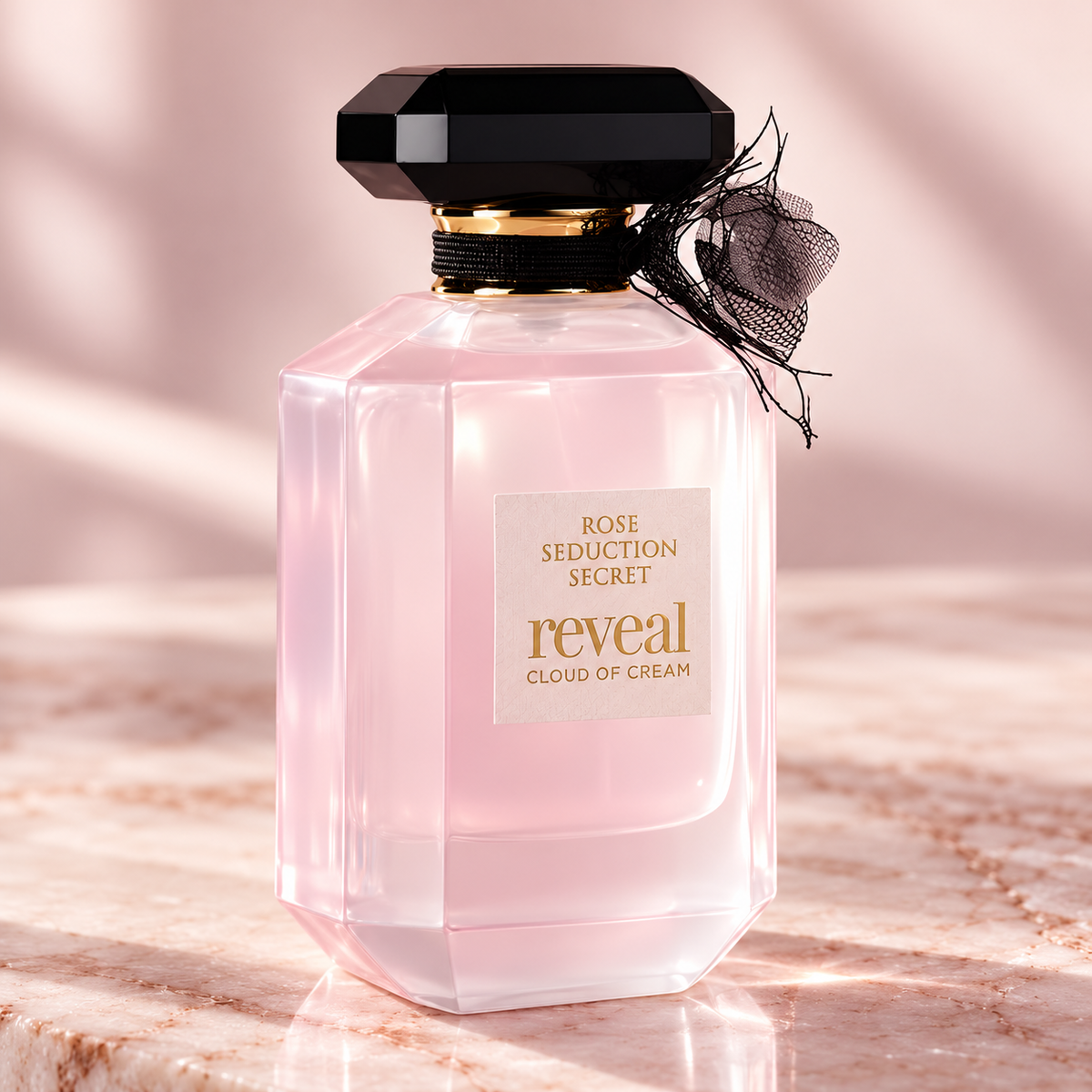 Fragrance World Rose Seduction Secret Reveal Cloud Of Cream Eau de Parfum 100ml bottle only studio detail