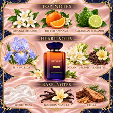 Ur Way Parfum notes: orange blossom bitter orange bergamot; iris tuberose ambrette; white musk vanilla cedar
