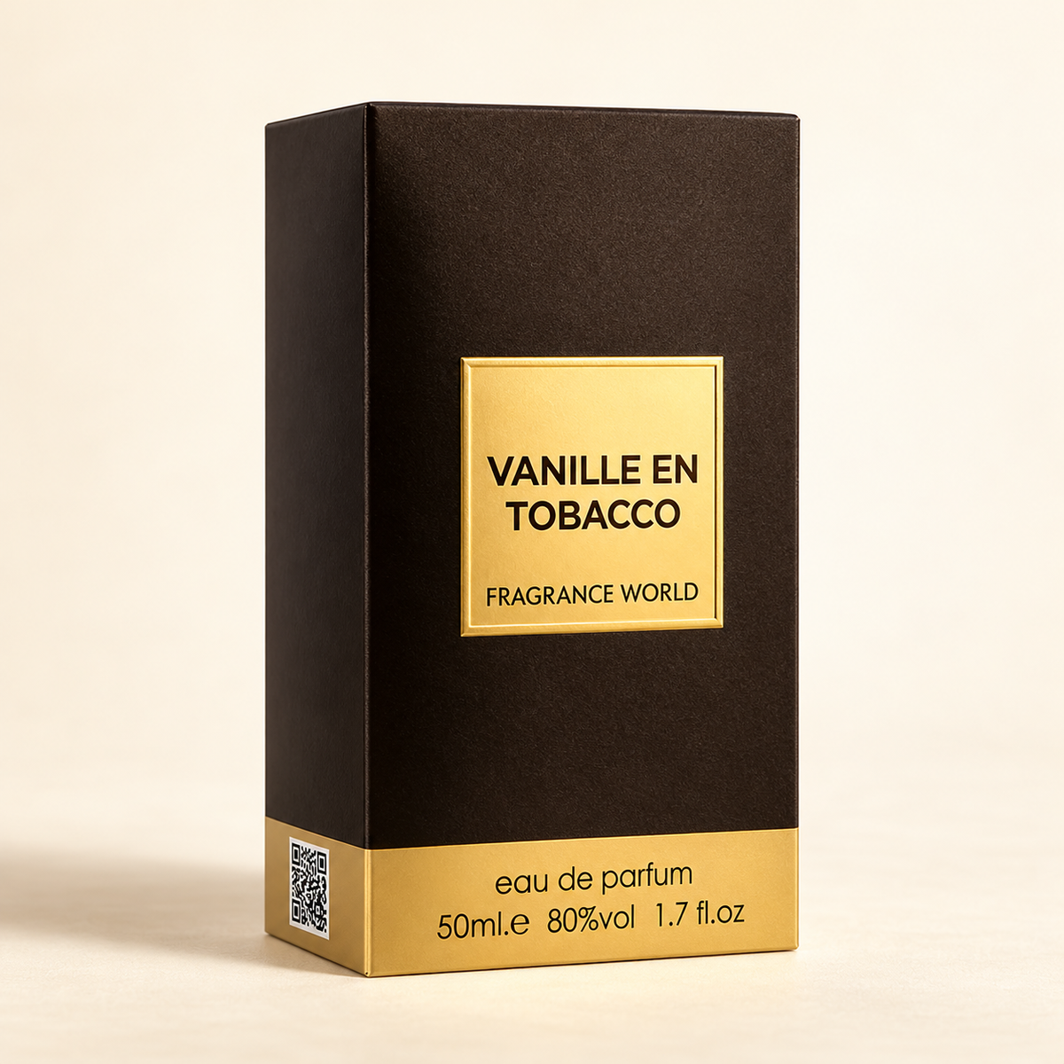 Vanille En Tobacco original 50ml box with gold label and 80 percent vol marking