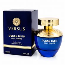 Fragrance World Versus Ocean Bleu Femme Eau de Parfum 100ml bottle and original box on white