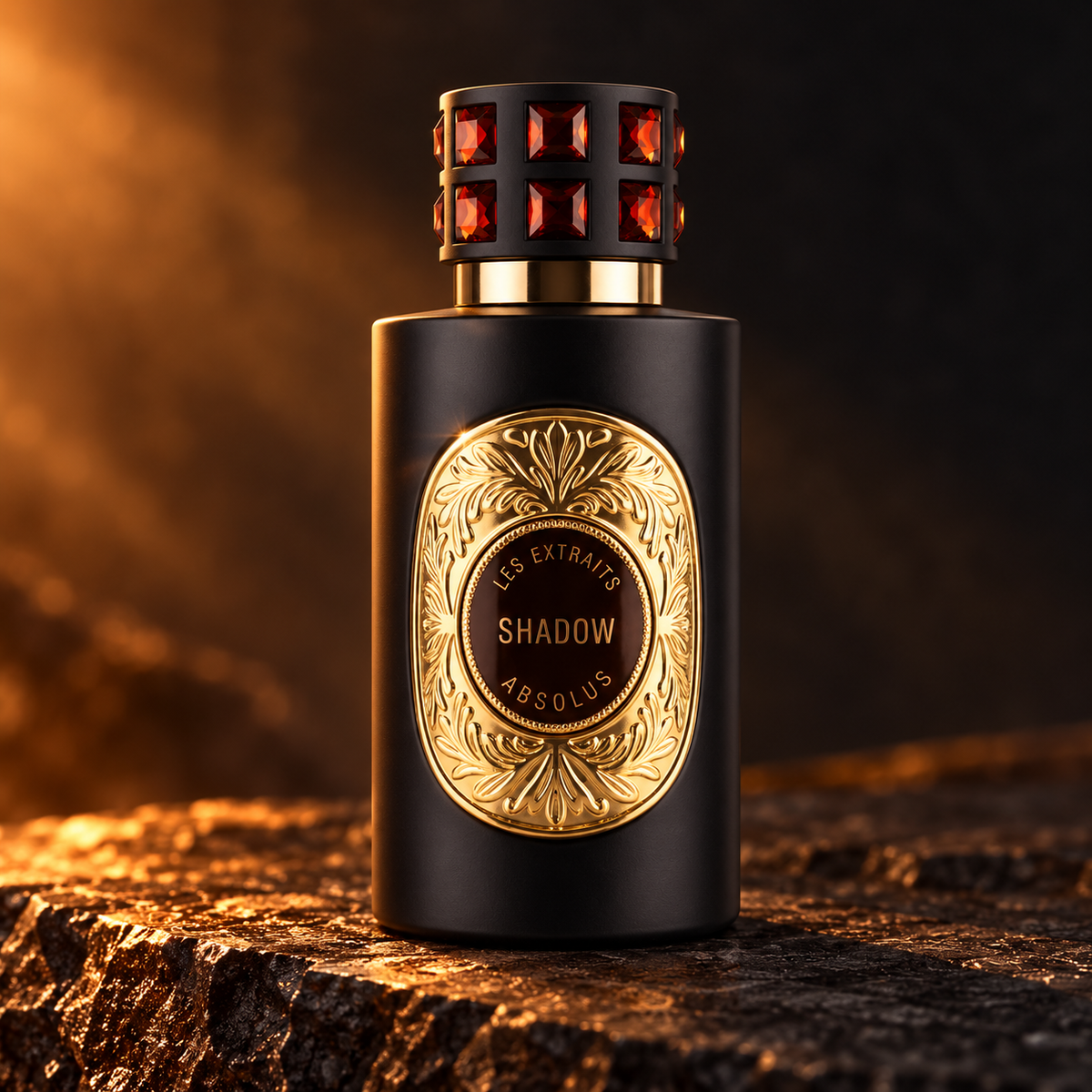 French Avenue Les Extraits Absolus Shadow 60ml bottle alone on charcoal stone