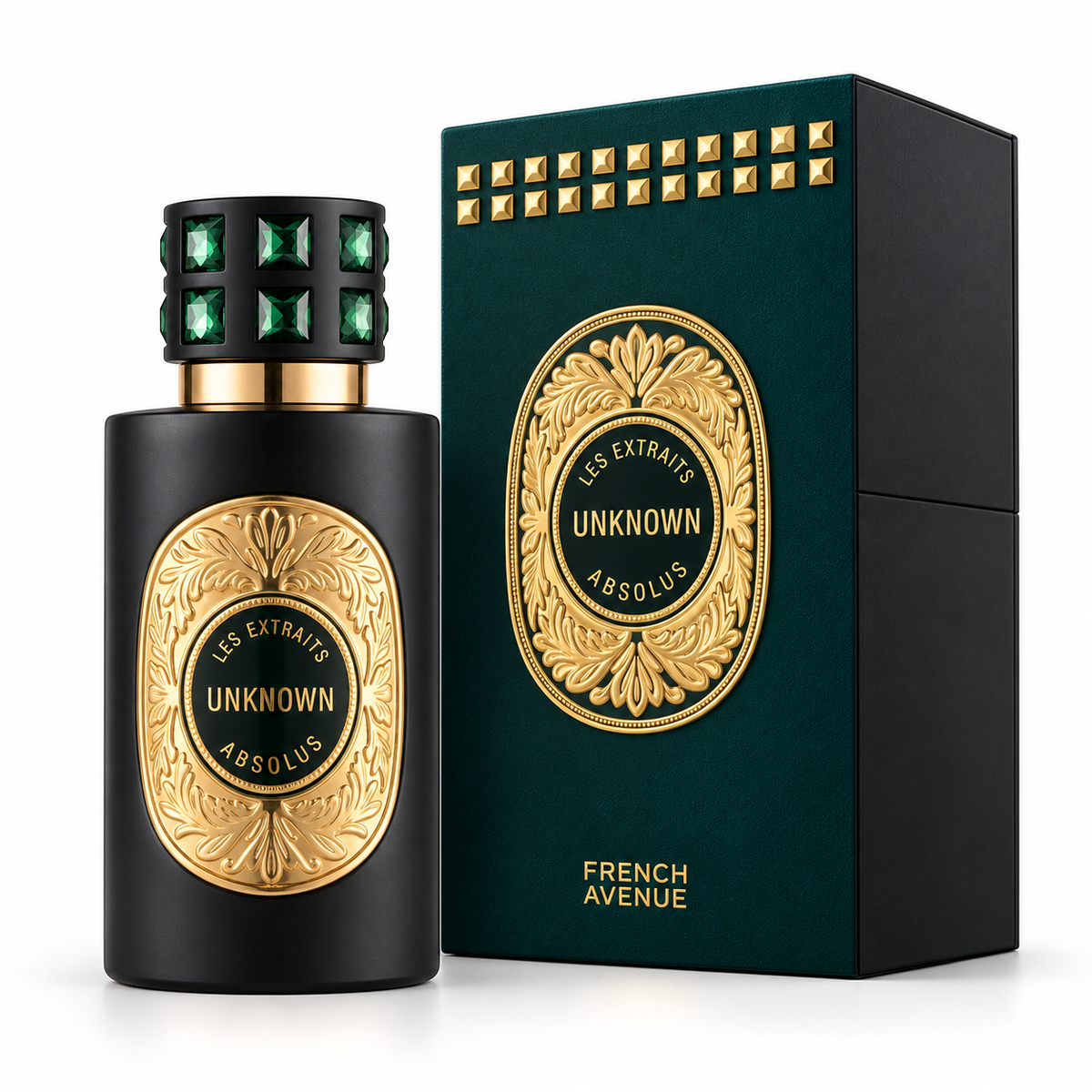 French Avenue Les Extraits Absolus Unknown 60ml bottle and matching retail box on white