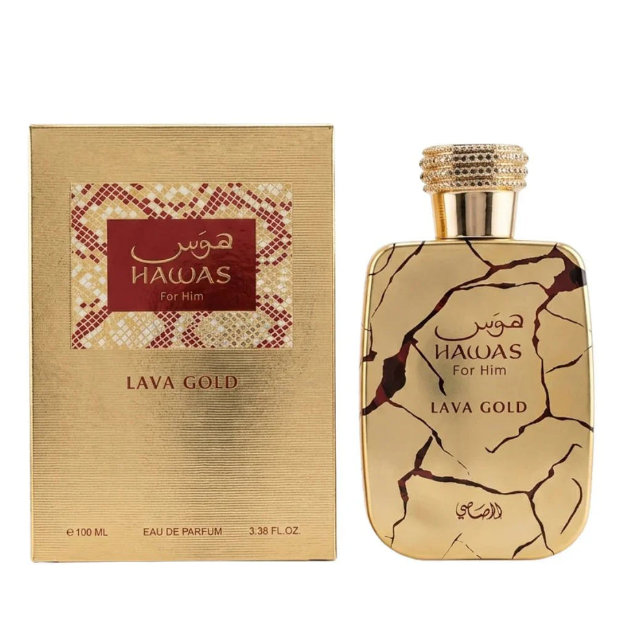 Rasasi Hawas Lava Gold 100ml EDP perfume – Warm Spiced Fragrance for Men
