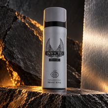Invicto Intense 200ml spray can on dark slate with amber edge lighting