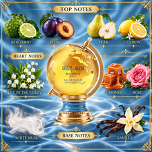 Dubai Miami fragrance notes: bergamot plum pear lemon; lily of the valley caramel rose; white musk vanilla