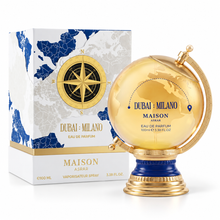Maison Asrar Dubai Milano Eau de Parfum 100ml globe bottle with original box on white