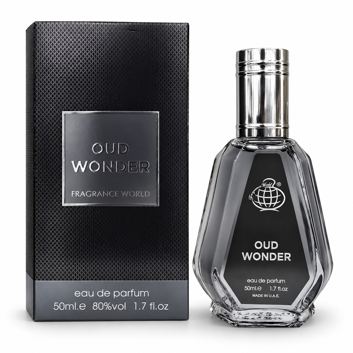 Fragrance World Oud Wonder 50ml Eau de Parfum bottle with original box